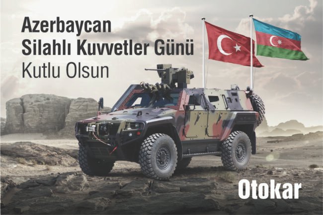 Otokar Azerbaycan Silahlz Kuvvetler Gunu ilan 75x5 cm 2