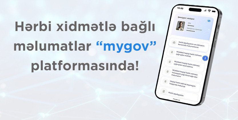 Vətəndaşlar artıq hərbi məlumatlarını “mygov” platforması üzərindən əldə edə bilərlər. Vətəndaşlar artıq hərbi məlumatlarını “mygov” platforması üzərindən əldə edə bilərlər.